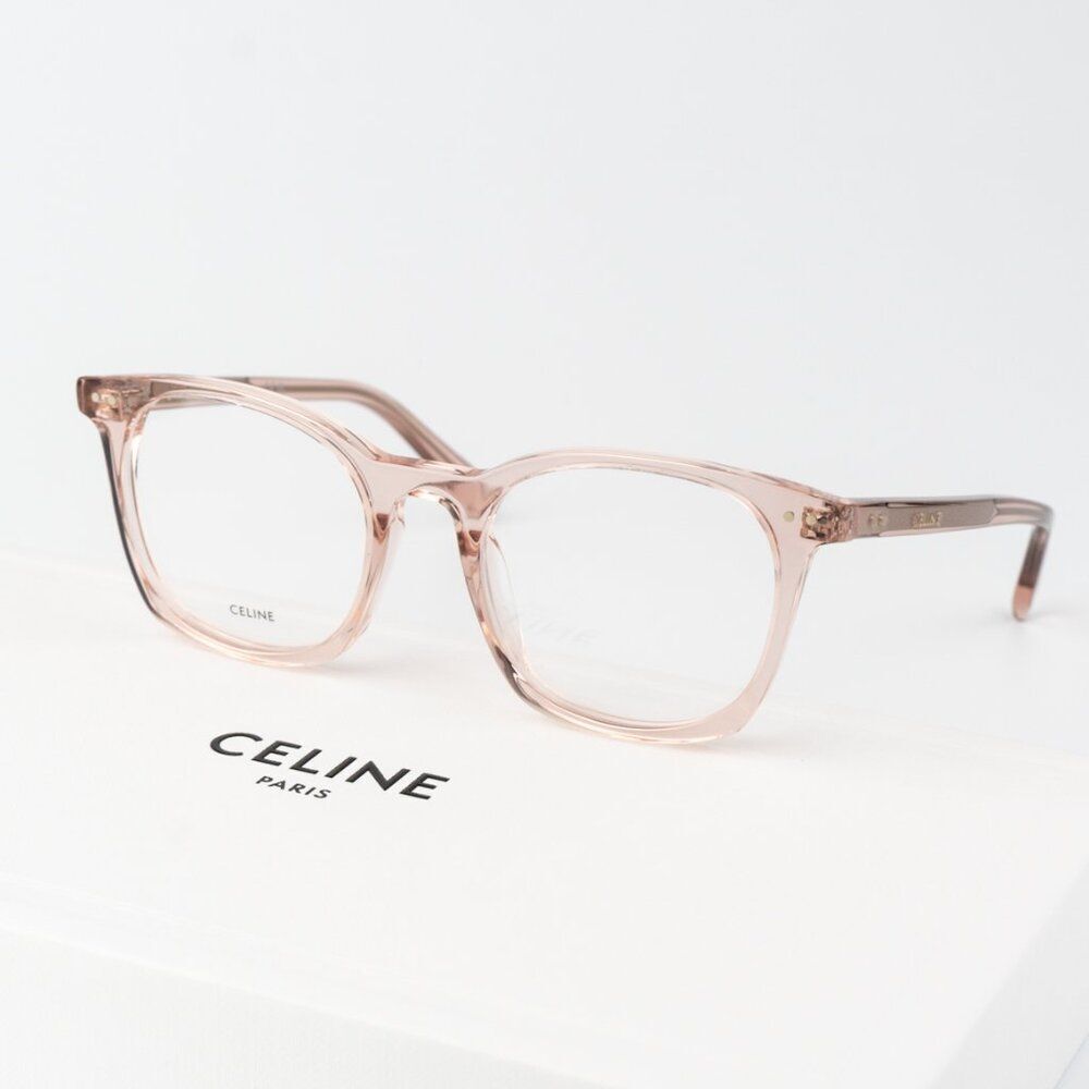 Celine THIN Women Eyeglasses Shiny Rose Demo Square CL50058I 074 BRAND NEW - Picture 1 of 9